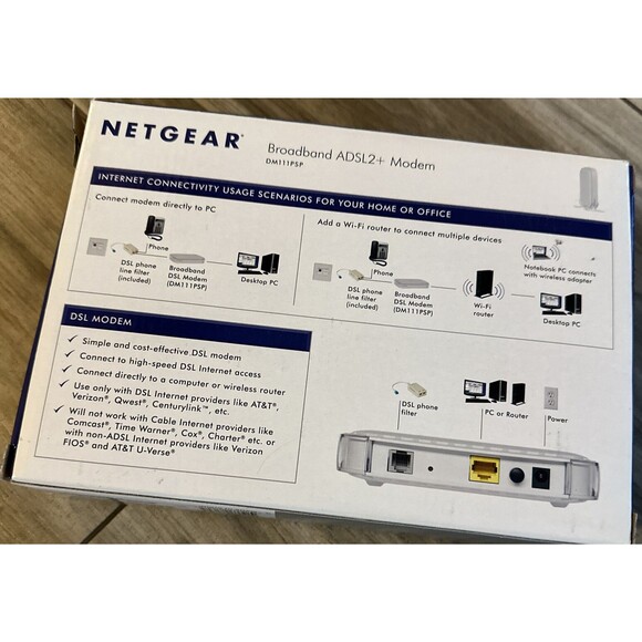 Broadband  NETGEAR DM111PSP-100NAS Wired Single Ethernet Port ADSL2 Plus Modem - Picture 3 of 6